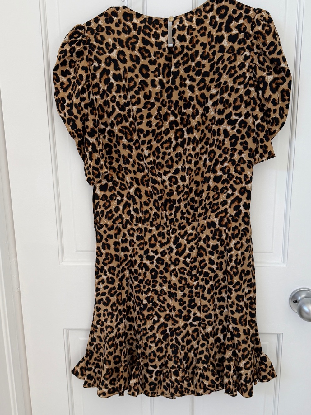 Veronica Beard Silk Leopard  Print  Dress with Ruffled Hem NWT